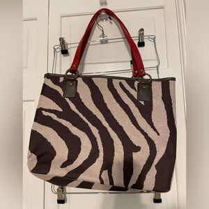 Zebra print vintage tote bag.